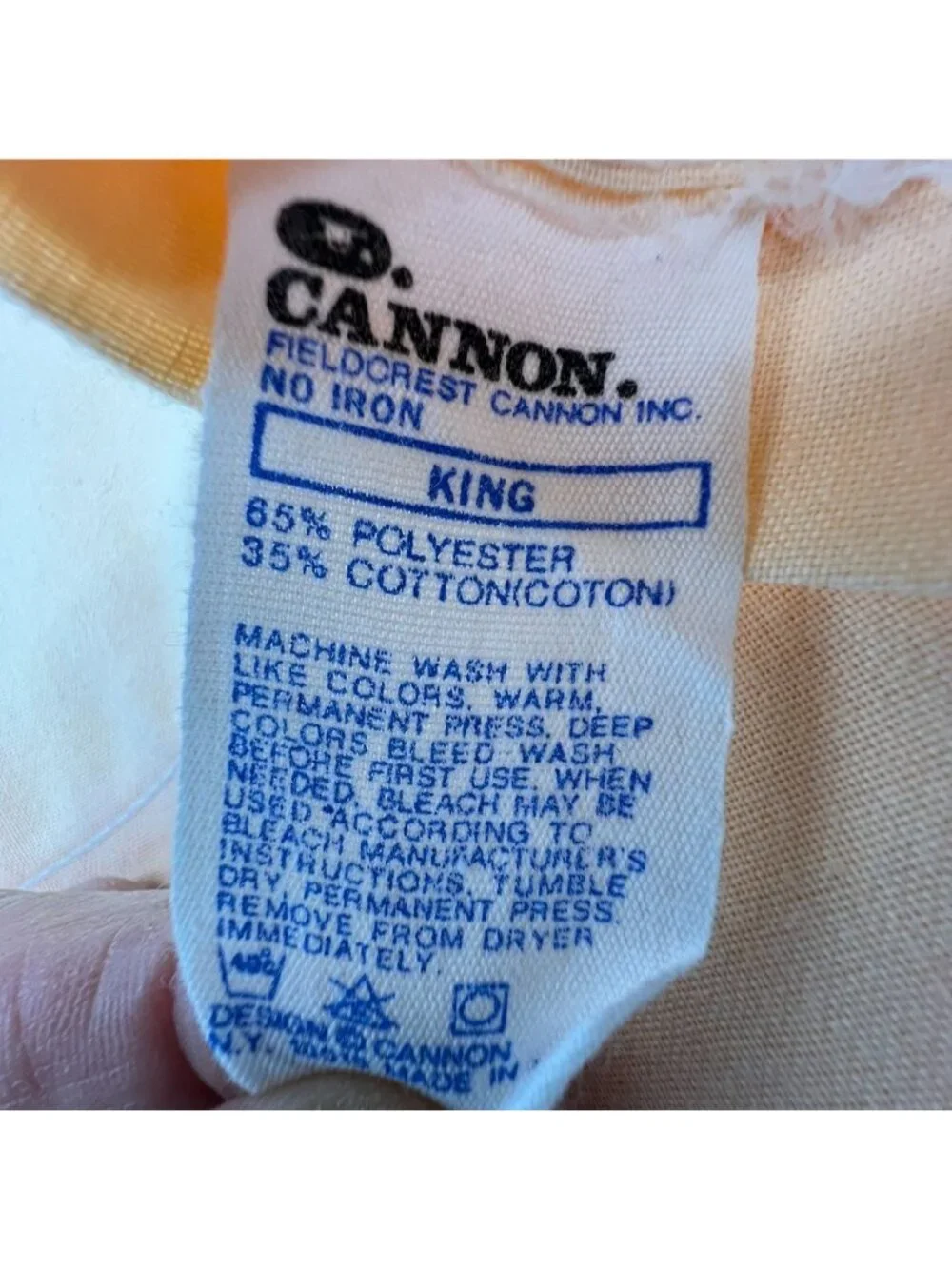 Vintage Cannon Fieldcrest Peach No Iron King Flat Sheet Yellow Solid Bedding
